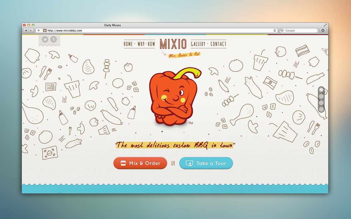 mixio  bbq Website Order page homepage bandung indonesia RGB UI ux landing app clean
