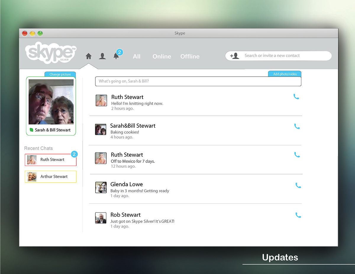 UI user interface seniors Skype