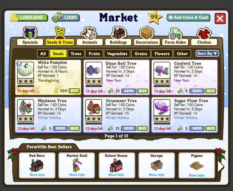 store market e-commerce social Farmville Marketplace buy money spend purchase