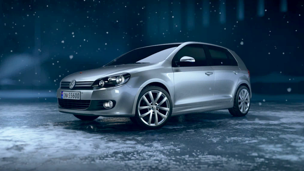 volkswagen snow car frost snowman