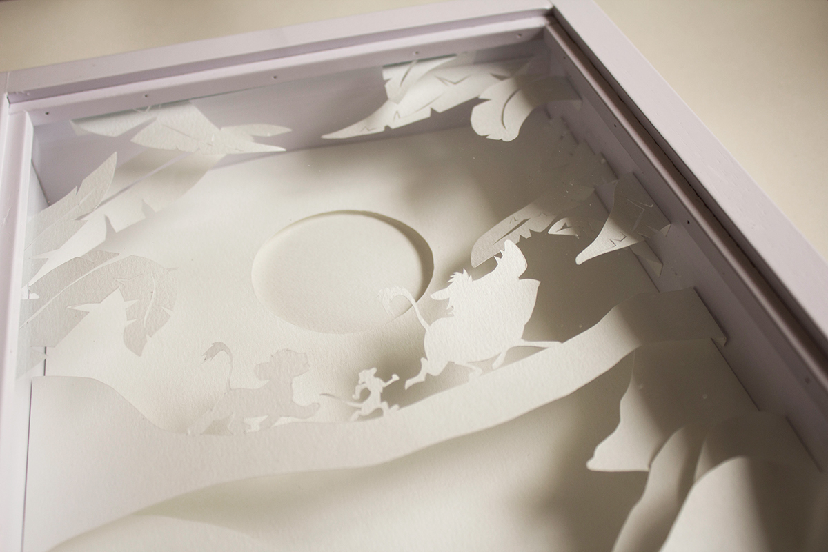 handcut poster Display 3D papercraft paper art paper cut design lightbox Silhouette scene craft progress