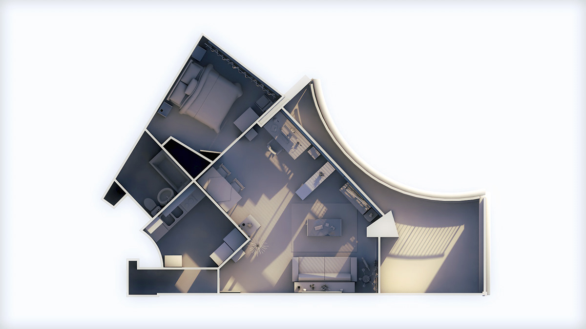 3D cinema 4d CG modeling texturing apartment Interior Render