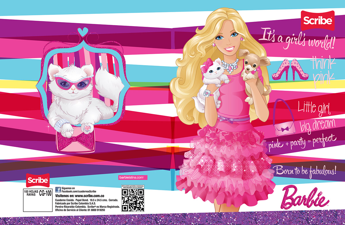 Notebooks School Seasons barbie pink FFB Love dolls Style girls
