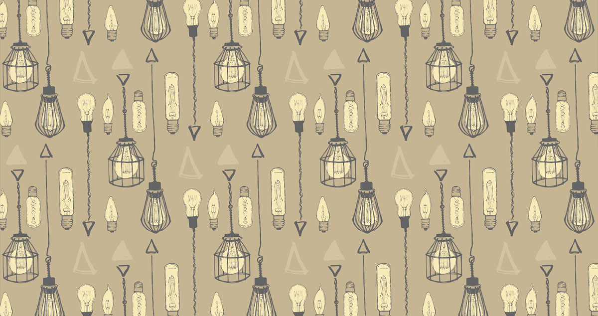 Light Bulbs filiment edison pattern repeat watercolor glass print bulb