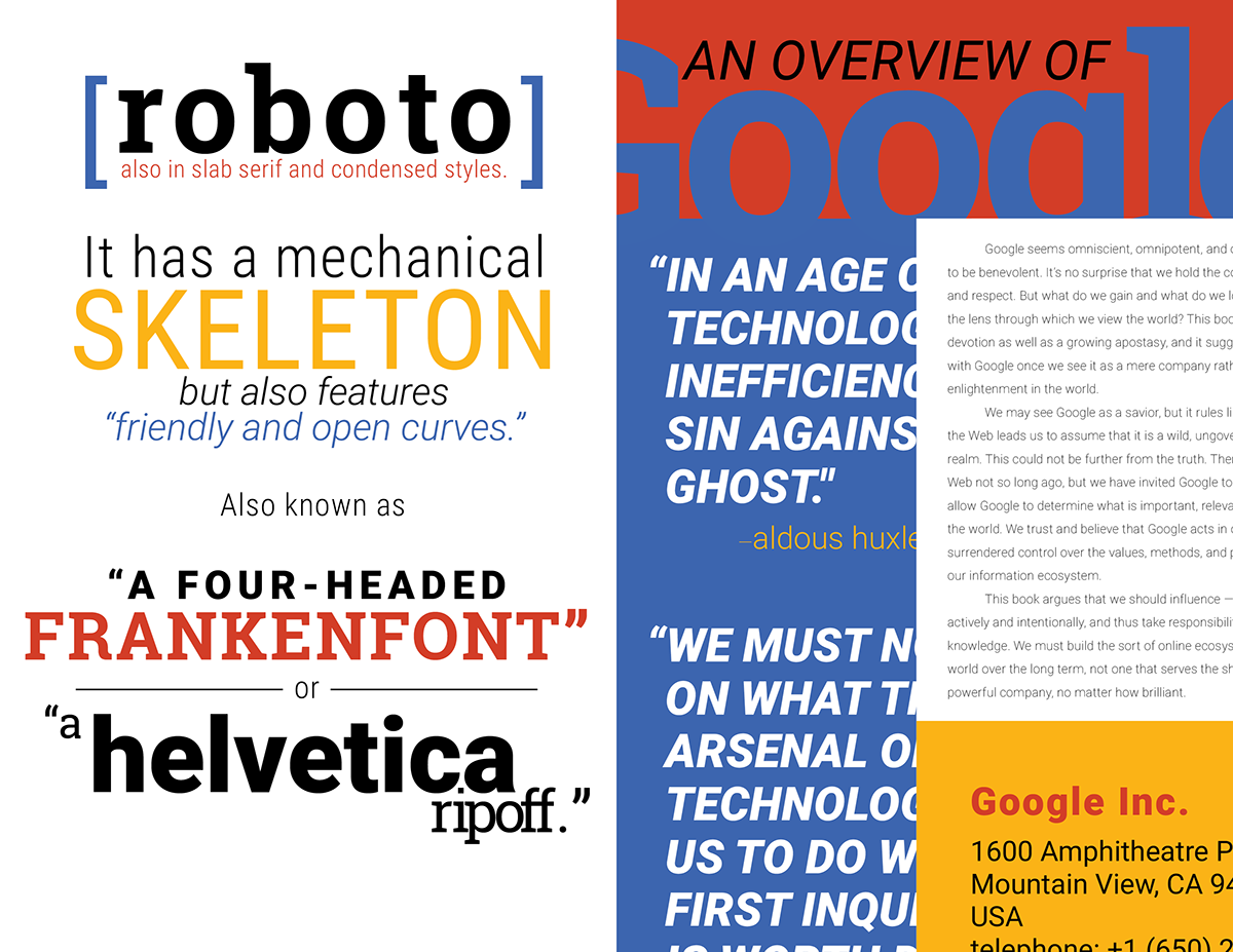 Typeface Roboto poster specimen graphic design risd
