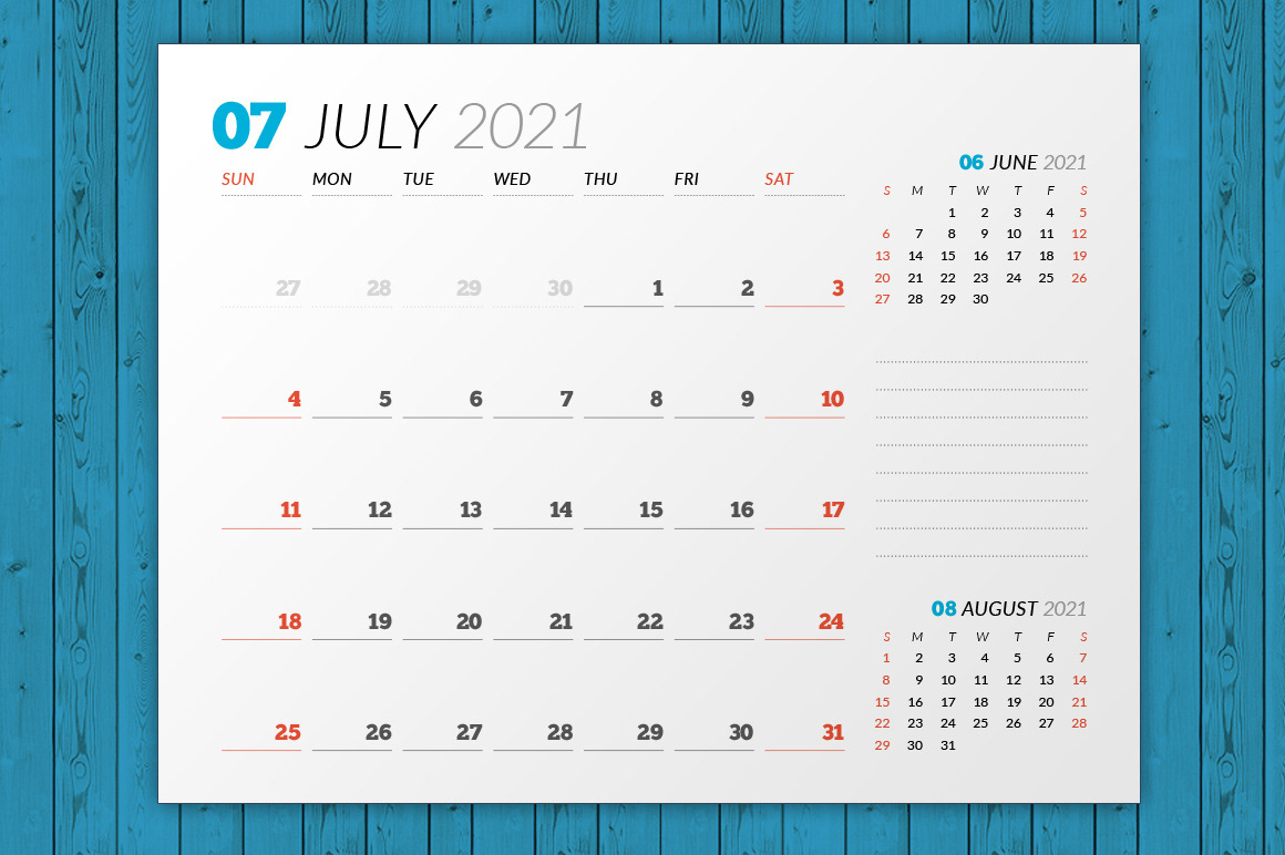 a4 calendar indesign template letter Monday organizer planner 2021 Stationery sunday Wall Calendar 2021