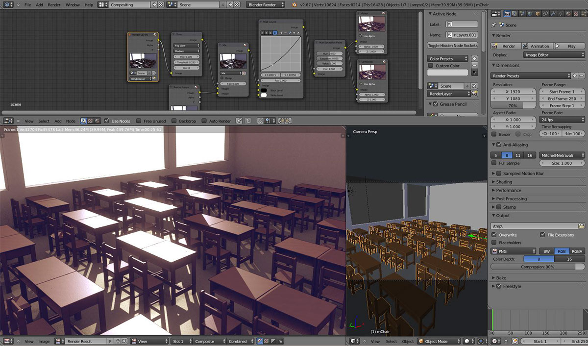 classroom school 3D blender3d freestyle aftereffects anime background