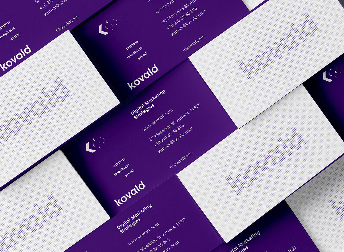 kovald digital marketing   advertise angelos botsis athens visual identity Corporate Identity Logotype agency digital marketing purple Stationery