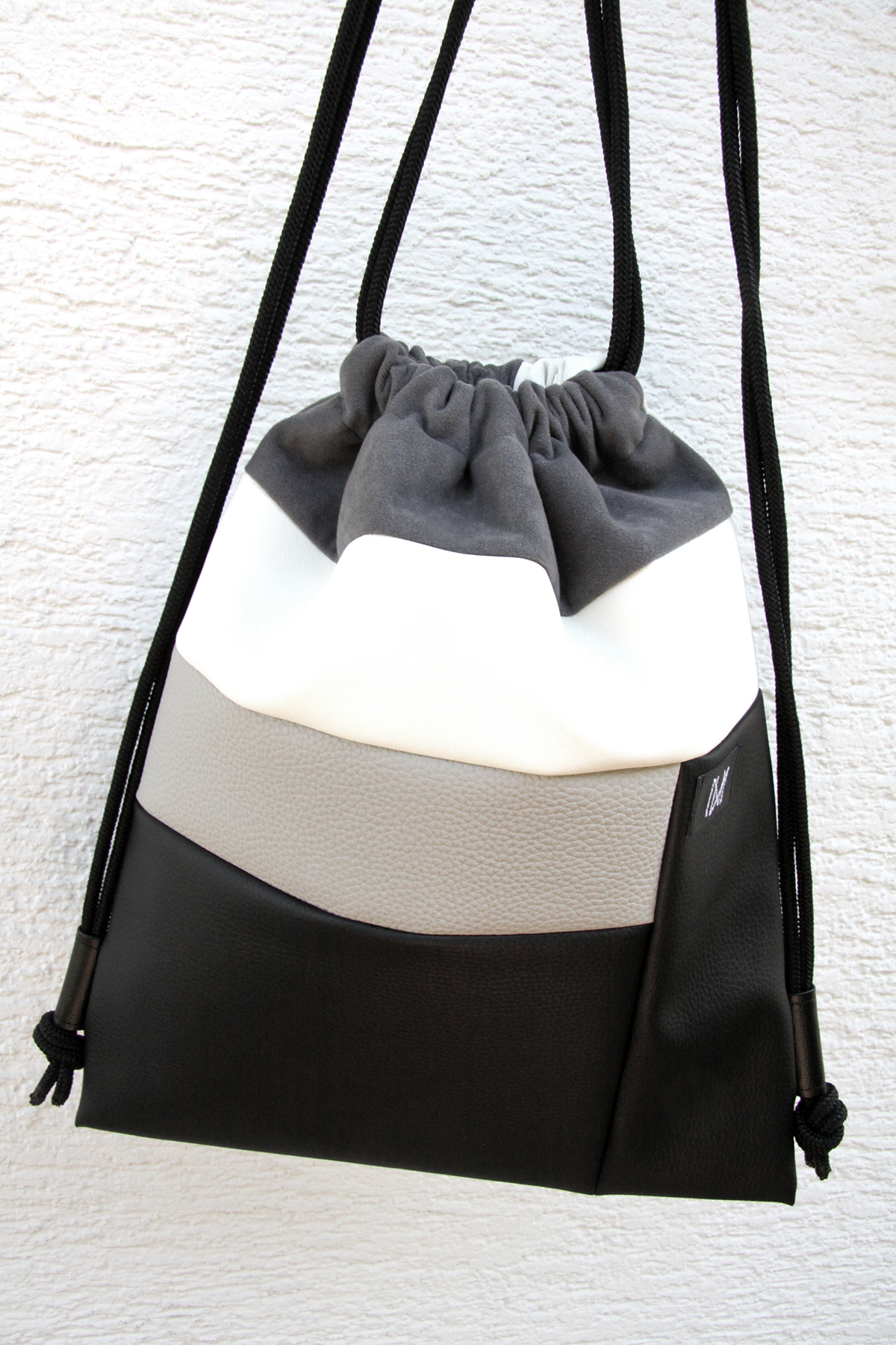 handmade design drawstring backpack doublesided