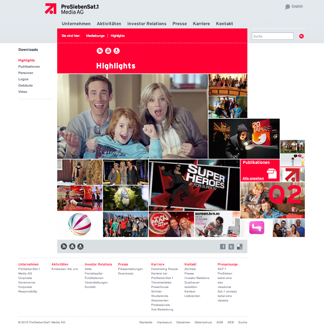 Adobe Portfolio ProSiebenSat.1 corporate website