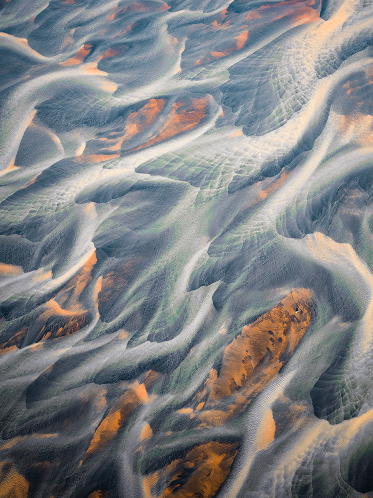 Aerial iceland rivers glacier Glacier Rivers drone plane above abstract water