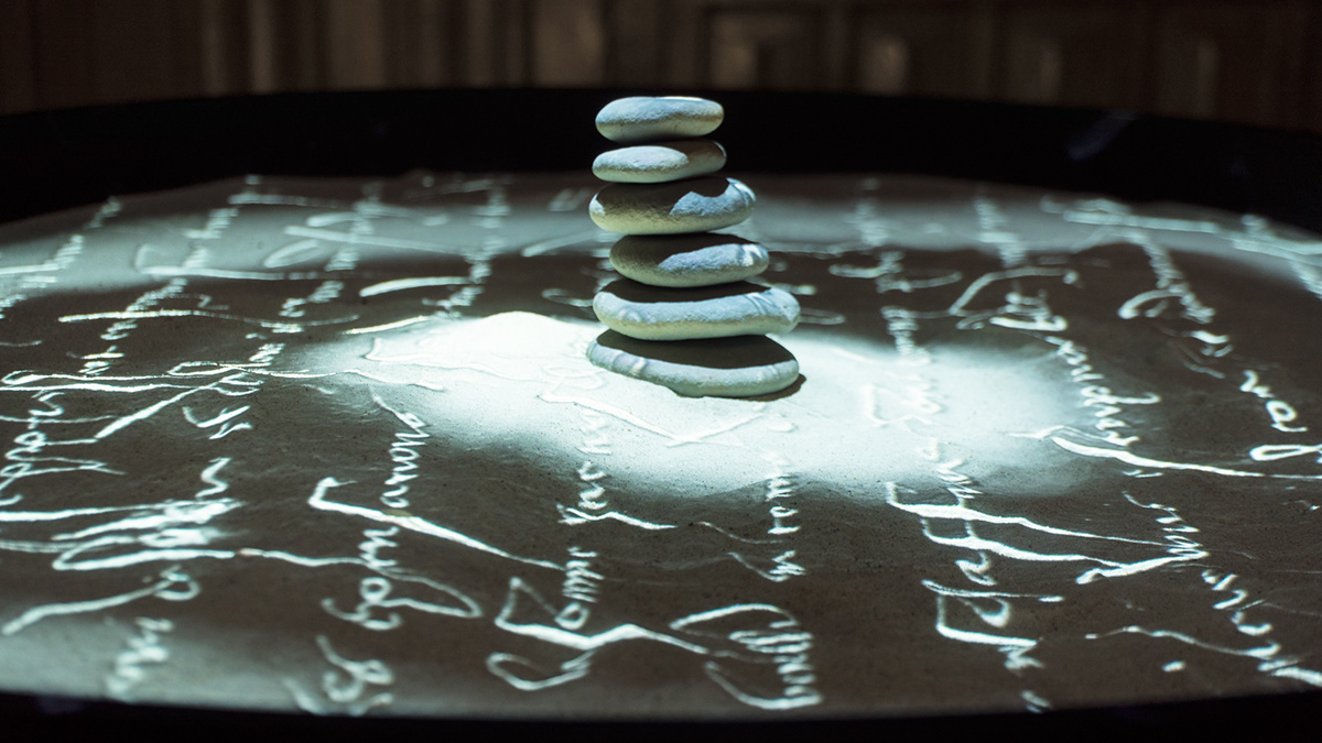 Digital Art  Exhibition  Installation Art interactive light art installation motion design projection mapping sand stone table