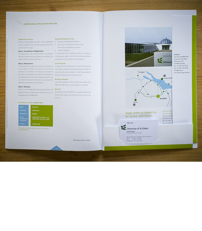 University of St.Gallen Switzerland IEMBA mba Education publication catalog folder