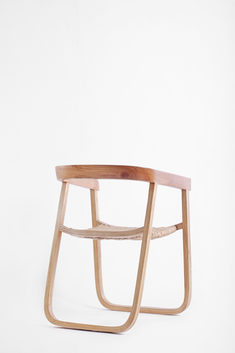 U chair laminated bamboo rattan teak wood IFDA 2014 Silver award indonesia prototype