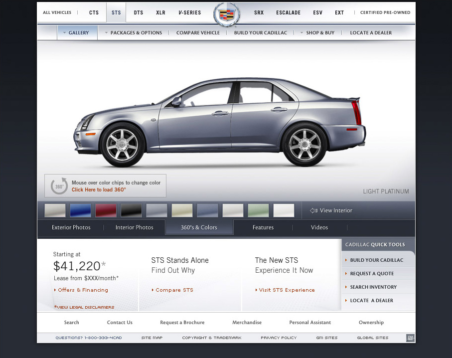 Adobe Portfolio cadillac site redesign Chris Hayes luxury car