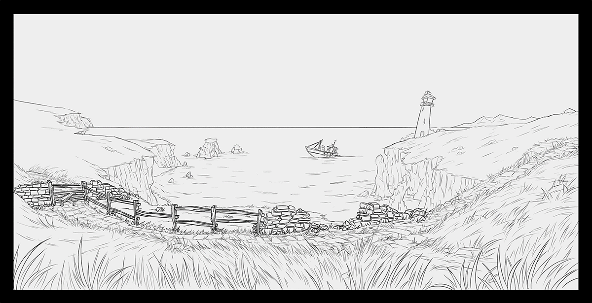 Channel4 simpsons birdseye background backgroundart coastline boat ship lighthouse Ocean sea Landscape field