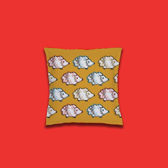 Hedgehog pattern prints colour textile home deco pillows lifestyle homeware