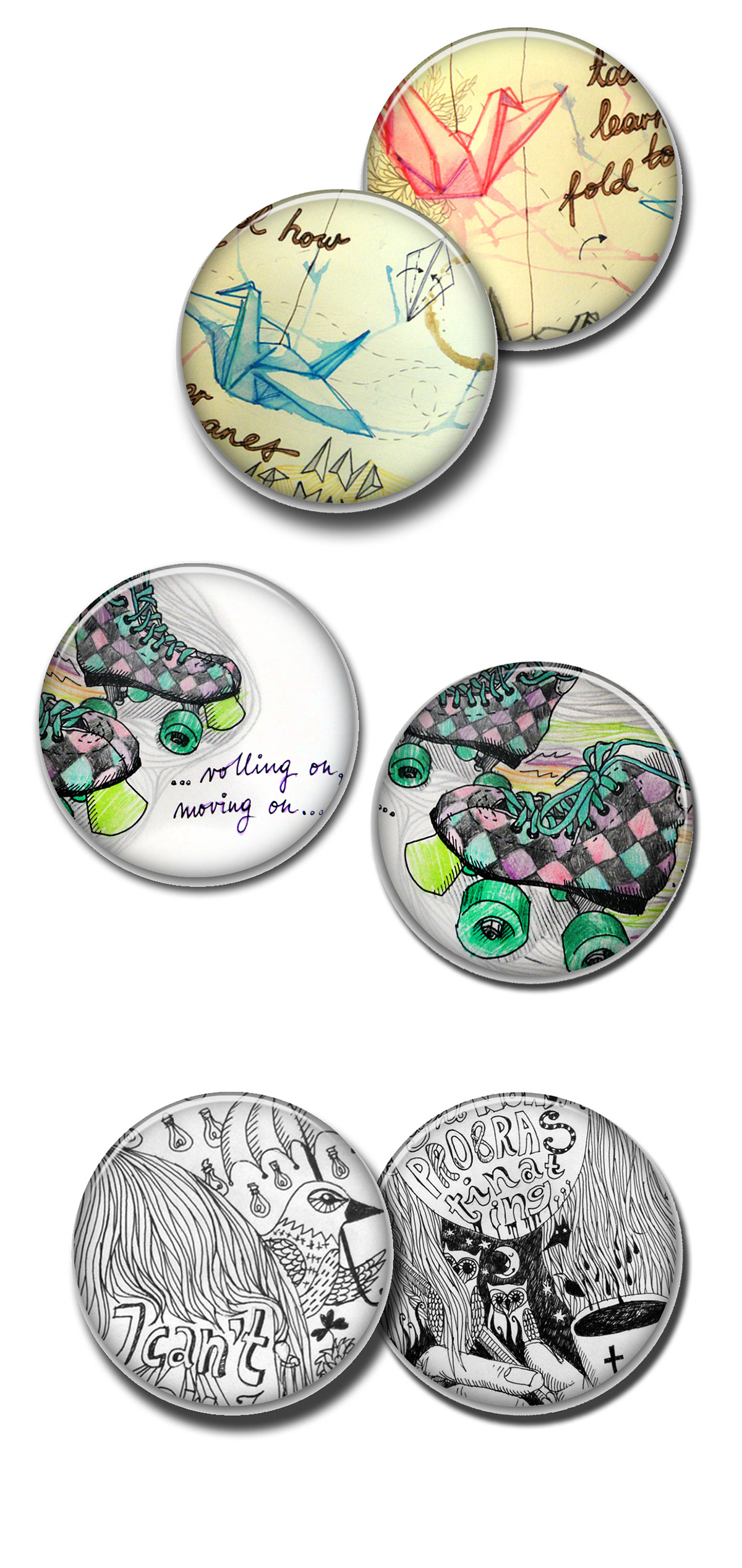 buttons Badges doodles