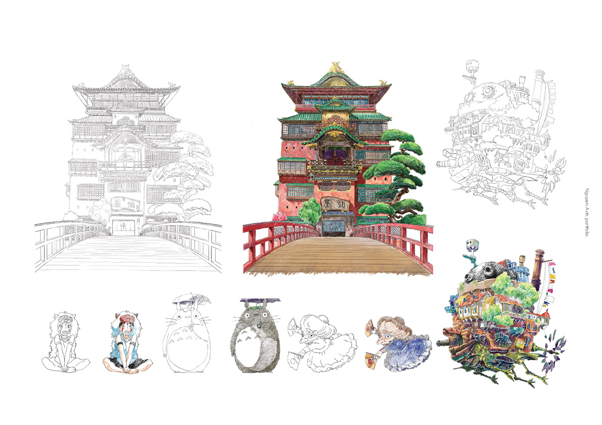 anime art graphic design  ILLUSTRATION  miyazaki hayao Movies pencil