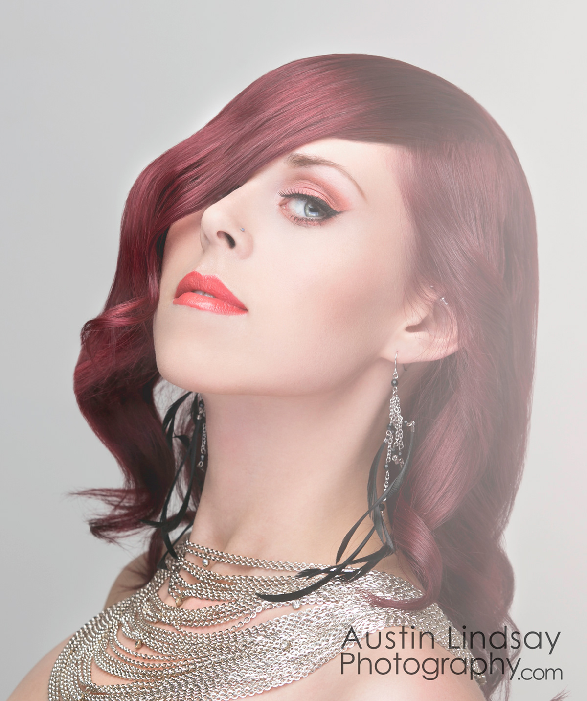makeup hair lift High Key light soft austin lindsay curls purple redhead red flawless beauty colorful color