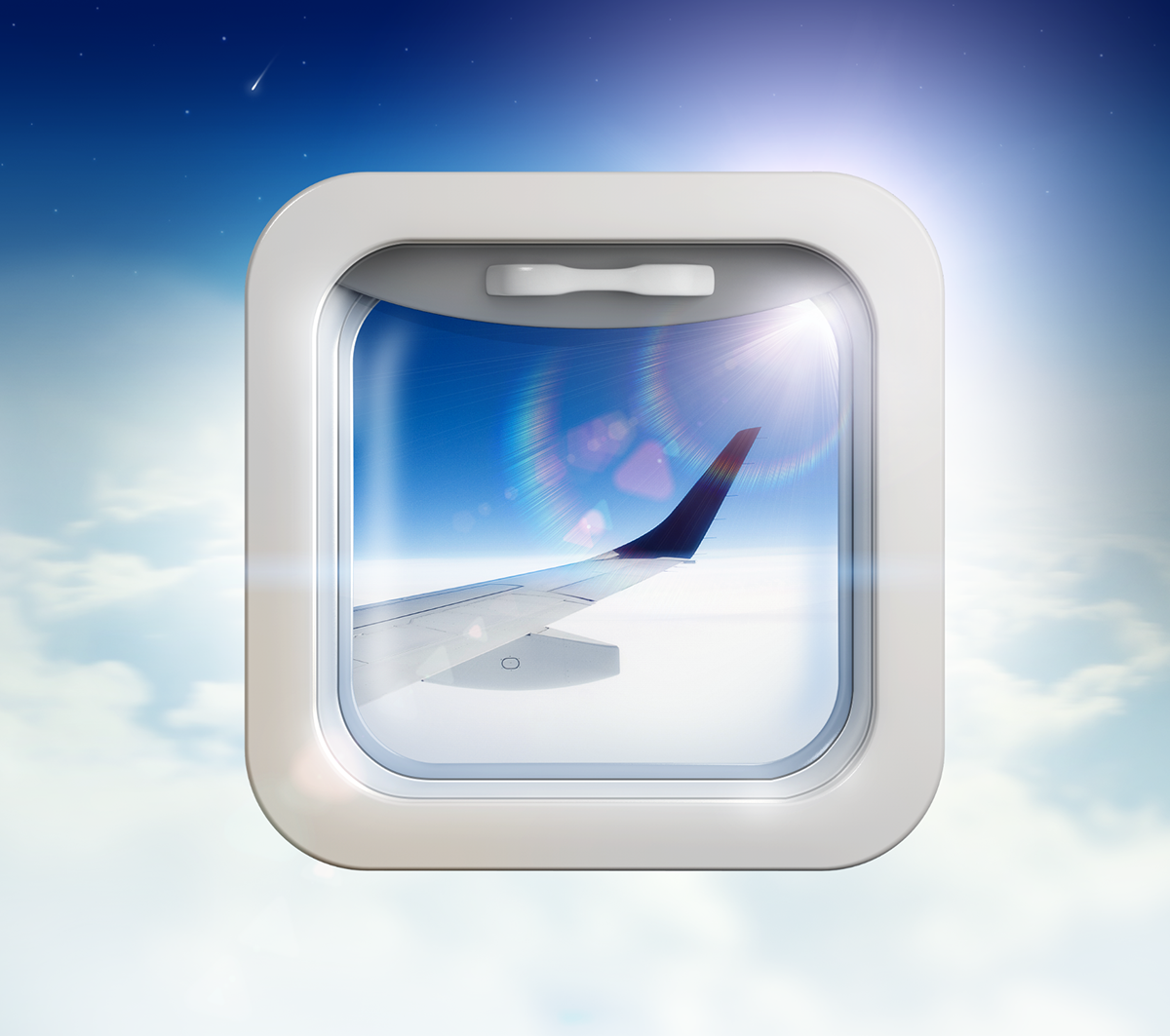 illuminator glass 3D reflections Flights SKY airplane Icon ios