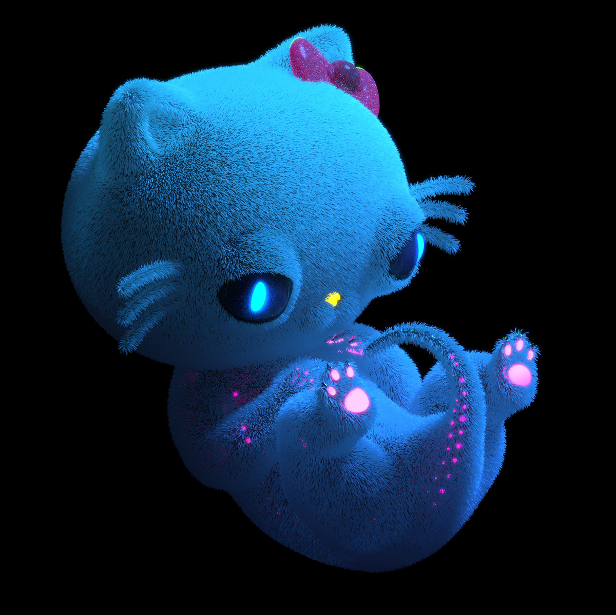 Beautiful Cat creature cute Cyberpunk Embryo future neon robot Technology