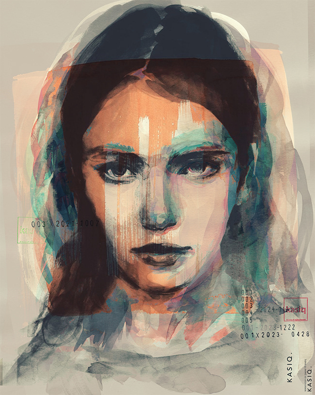 face study Style ILLUSTRATION  painting   Drawing  artwork brush portrait kaisq
