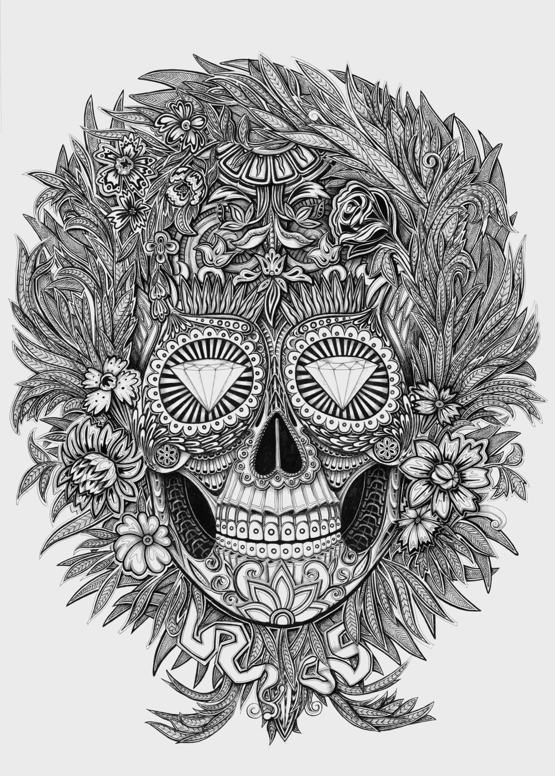 alex konahin skull Mexican skull Mexican graphics konahin dip pen nib pen nib
