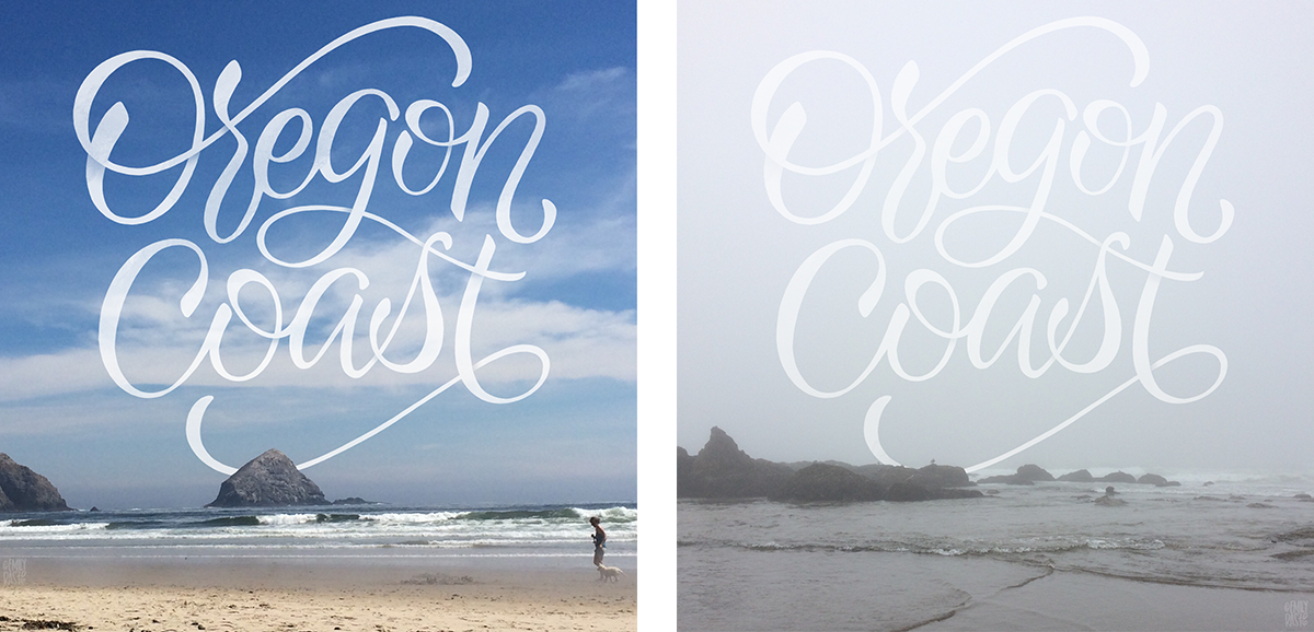 lettering HAND LETTERING letterform design Travel beach vacation summer Oregon Coast Photography 