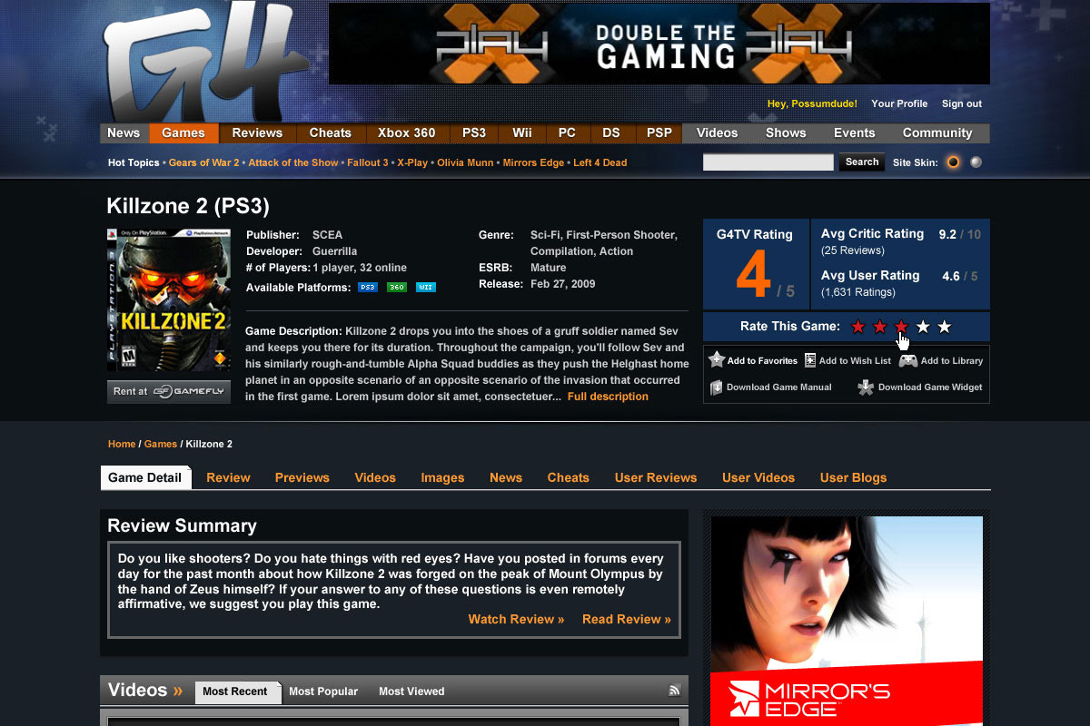 g4tv Video Games news reviews Website interaction Interface Gaming Entertainment comcast nbc universal