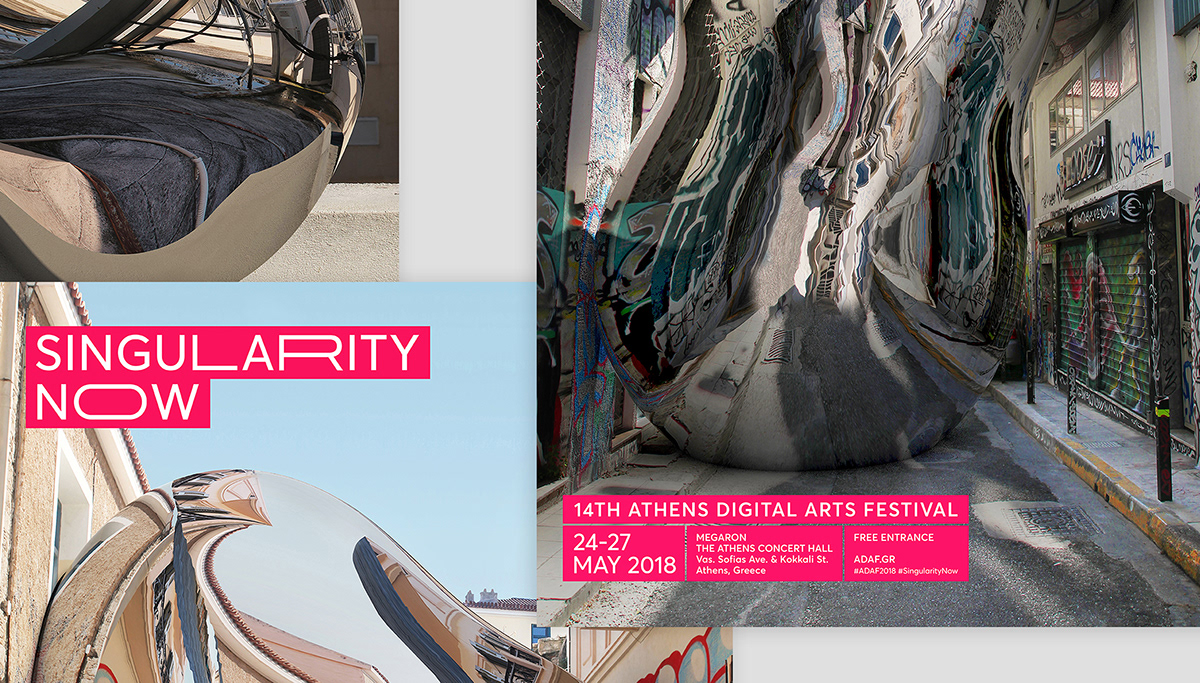 Singularity Digital Arts festival campaign Technology AR graphics athens future poster