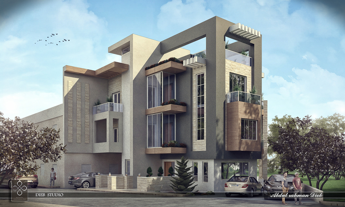 home Villa building MAX vray ArchiCAD stone wood UAE paint