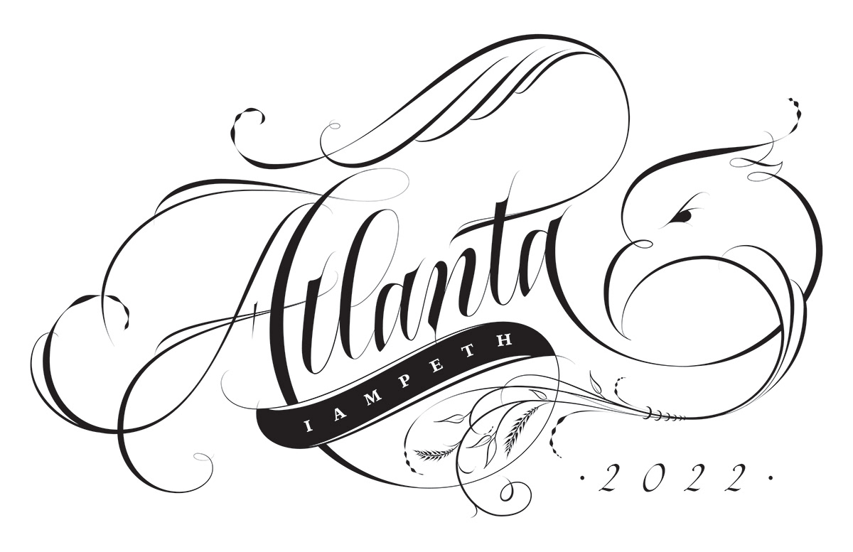 Logotype visual identity Handlettering lettering flourishing atlanta script writing vector artwork copperplate calligraphy