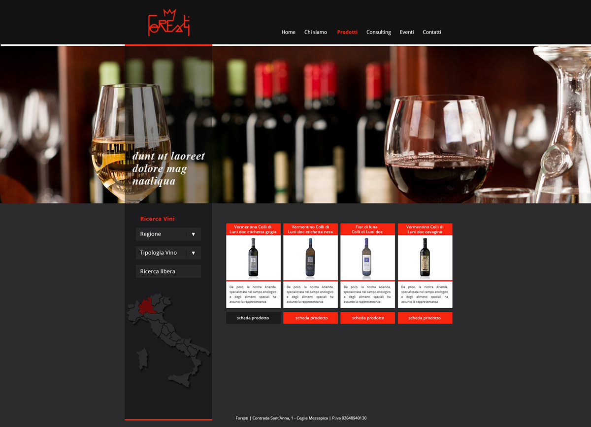 wine Responsive Italy graphic site company Layout homepage pages graphics design foresti Webdesign web restyling Icondesign