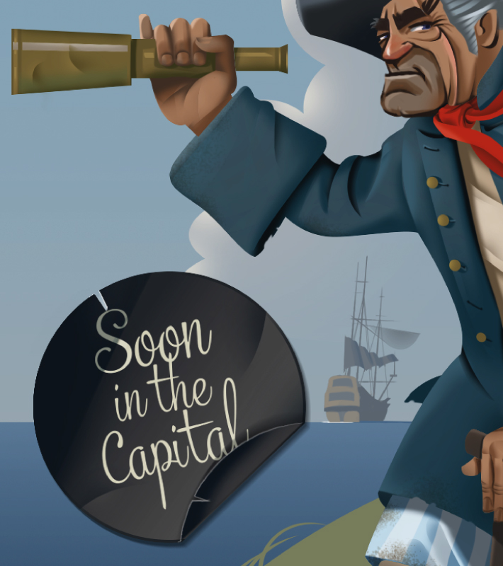 poster pirates play fake treasure island  affiche  UK Spyglass history tricorn