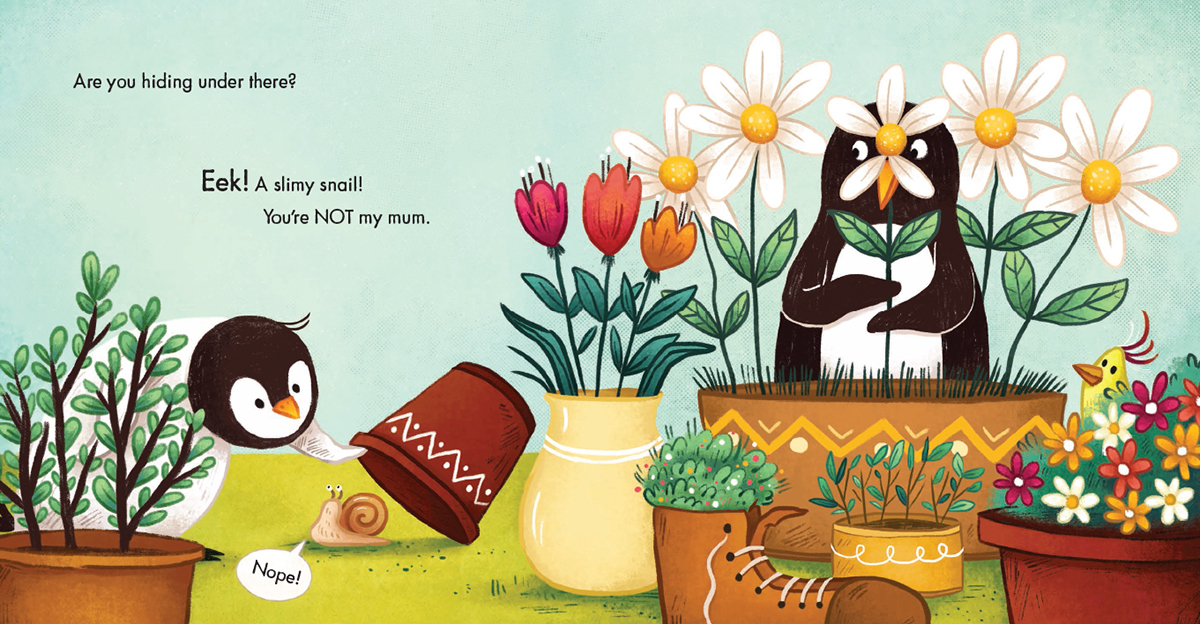 ILLUSTRATION  children's book picture books art children penguin Mum hide and seek
