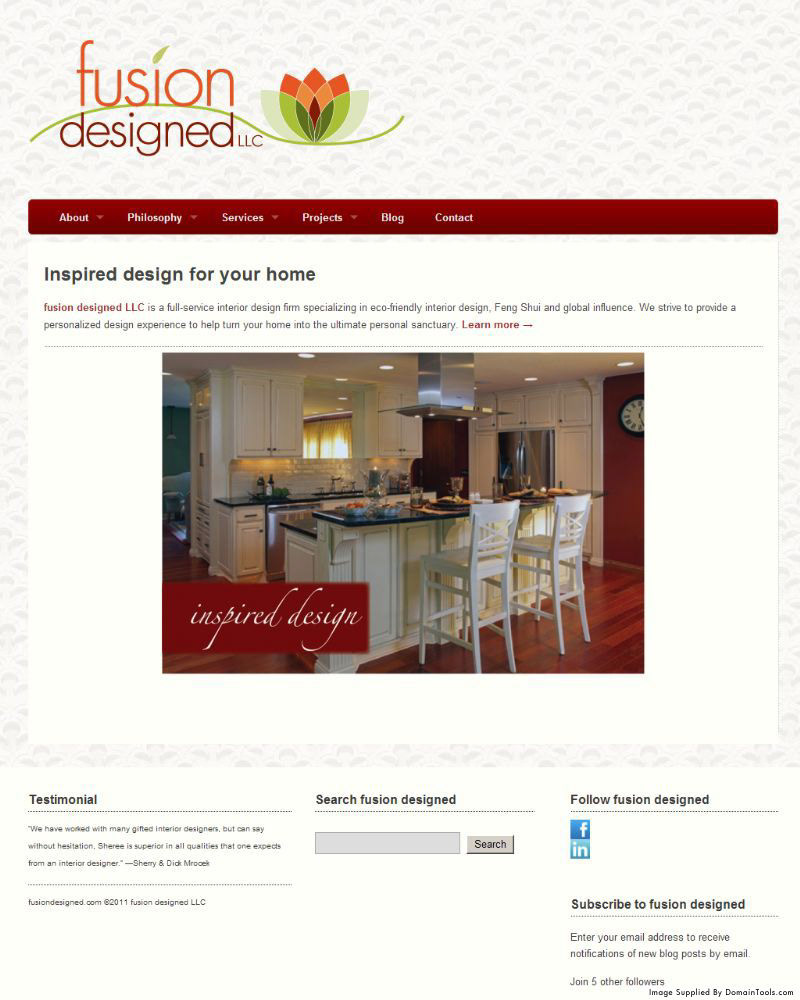 wordpress Website redesign interior designer feng shui fusion designed