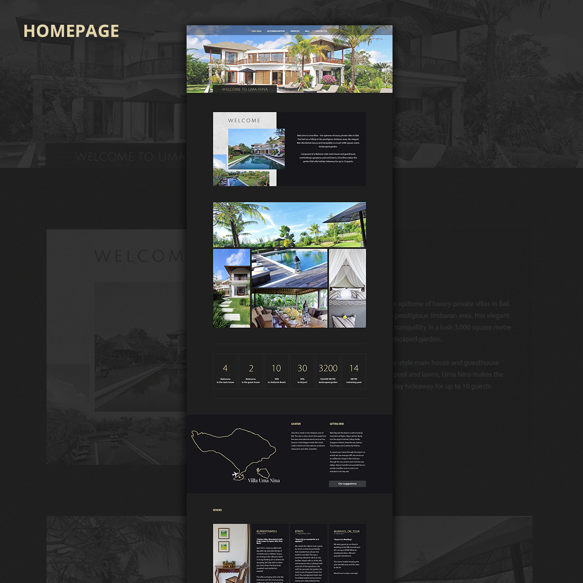 Webdesign Responsive Villa bali luxury Holiday Uma Nina indonesia rental UI