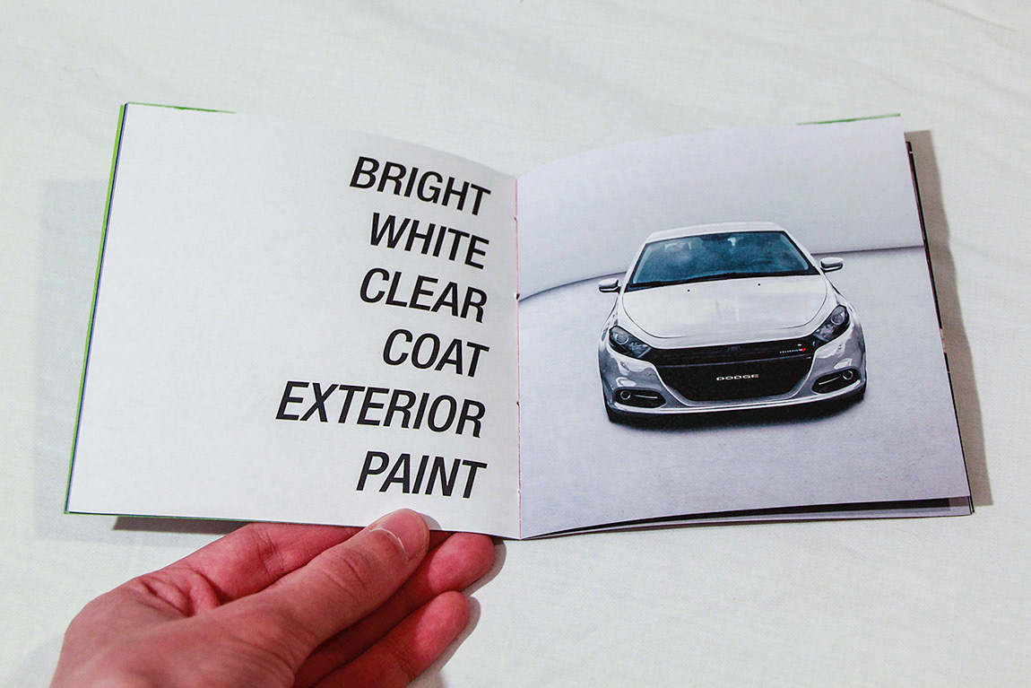 dodge dart car Booklet book bound binding green red blue black White silver minimal minimalistic automobile