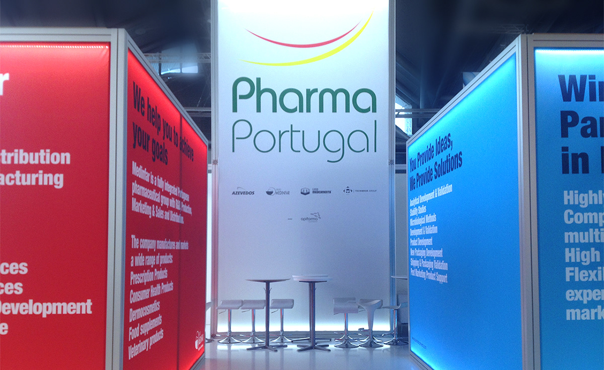 apifarma Pharma Pharmaceutical CPHI Frankfurt Messe helvetica print Stand