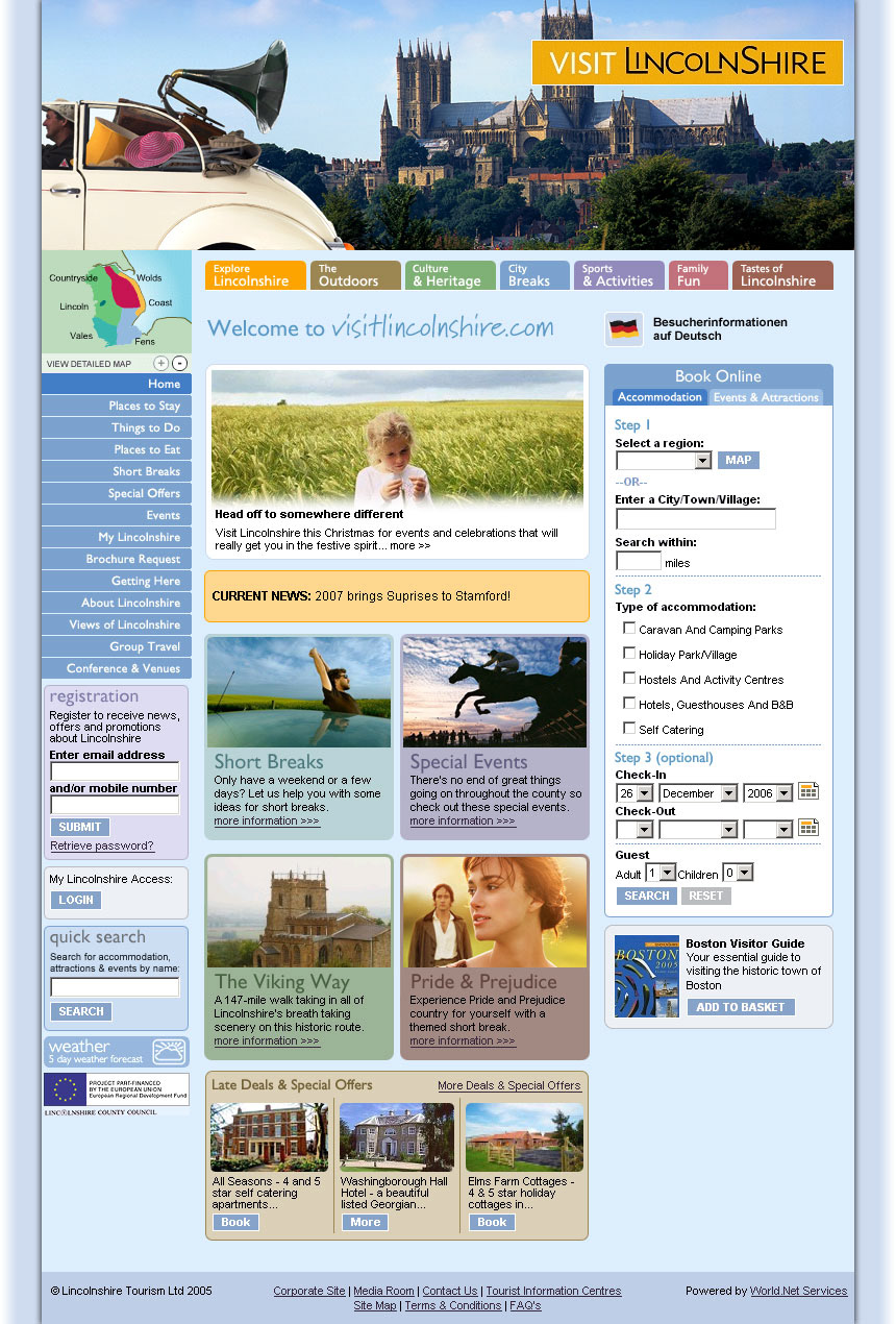 Website Design lincolnshire UK tourism