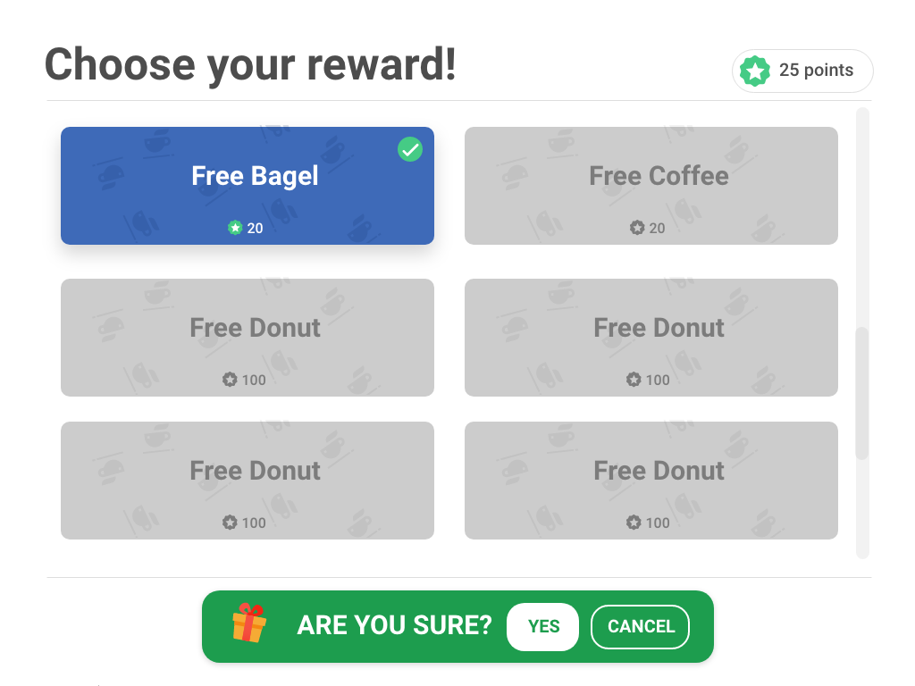 app prototype Reward System tablet