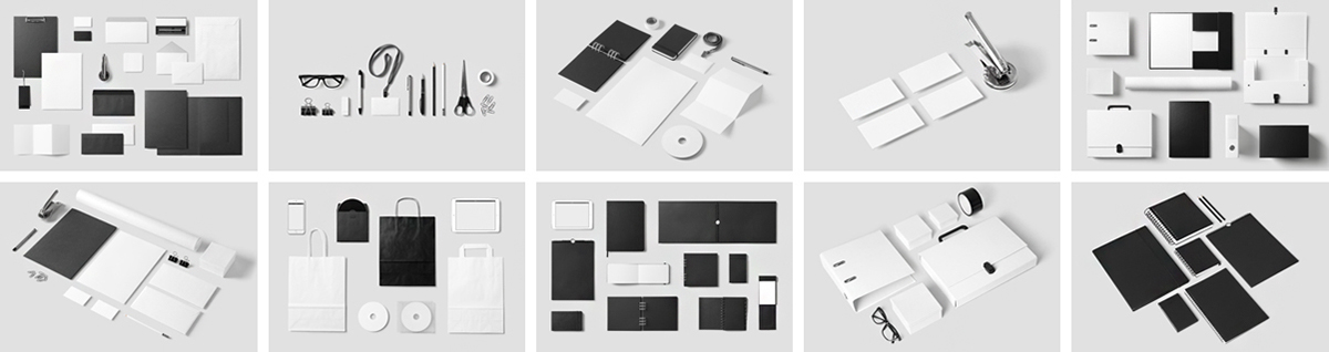 logo template actions brand mock-up elements business card calendar corporate modern craft minimalist clean psd free