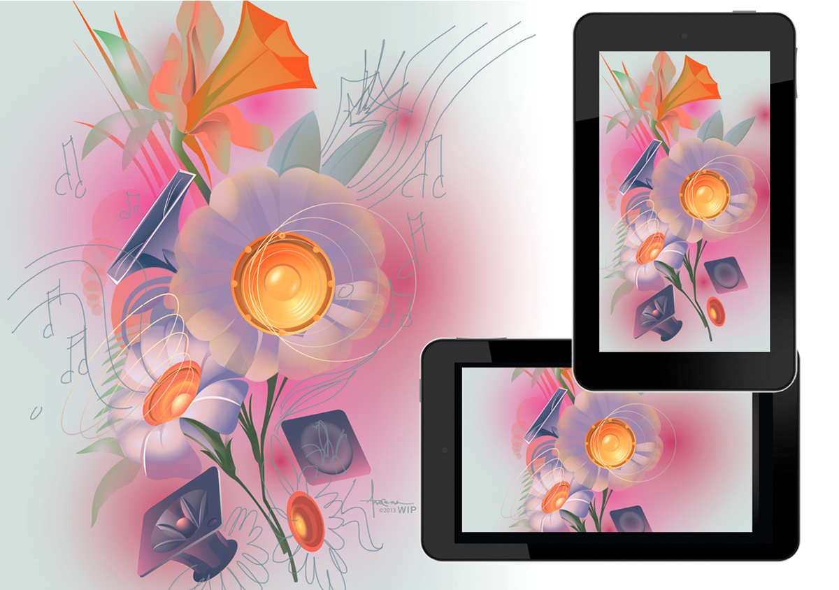 vector adobe illustrator orlando arocena hewlett packerd hp tablet slate wallpaper commission Space  sexy Flowers exploration elvis collections