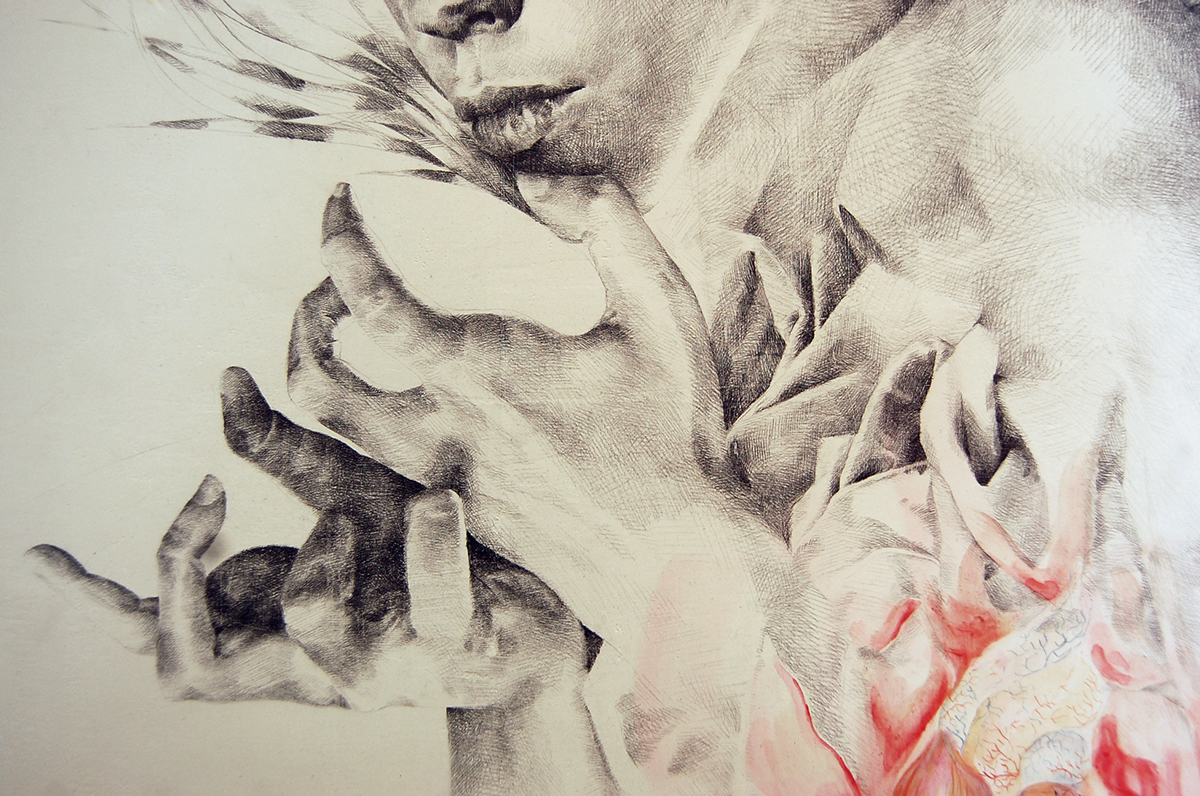 black & white grafito graphite corazon heart woman mujer ilustration Flowers Flores hands watercolor oleo