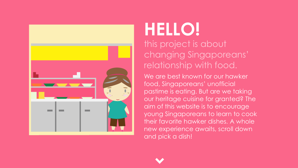 hawker food singapore local gifs Website Design Scrolling laska chicken rice char kway teow