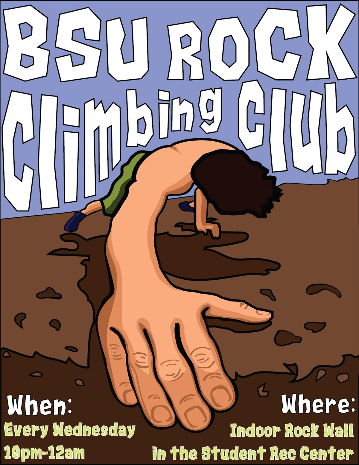 rock climbing rock climbing Outdoor Outdoor Sports poster Illustrator poster art rock climbing college club College Club ball state BSU Ball State University