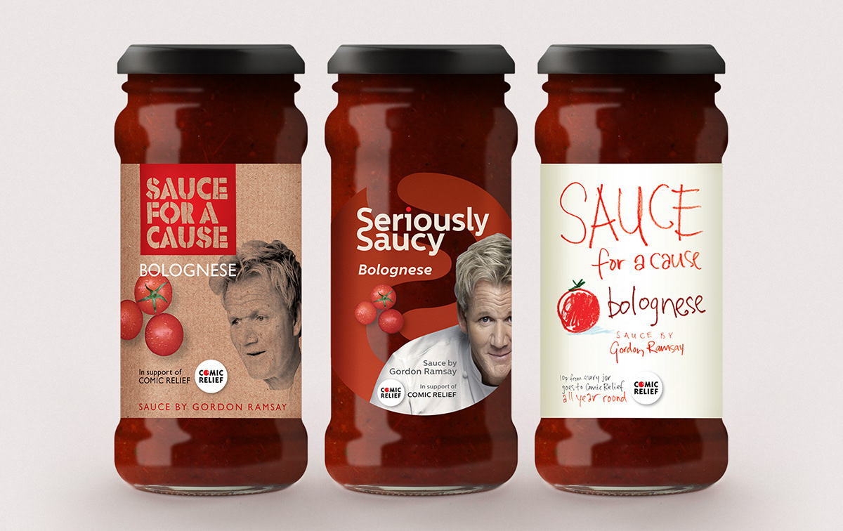 Label Gordon ramsey sauce comic relief charity Bolognese all about food