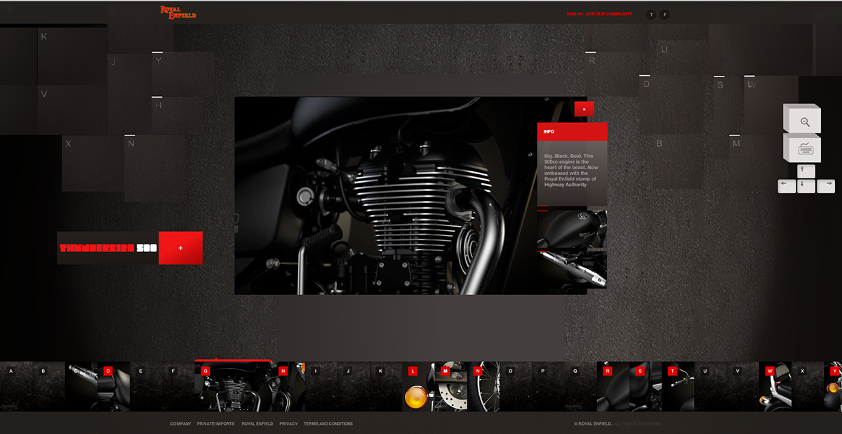 Web  website interactive Flash bikes cool showcase feature royal enfield thunderbird 500