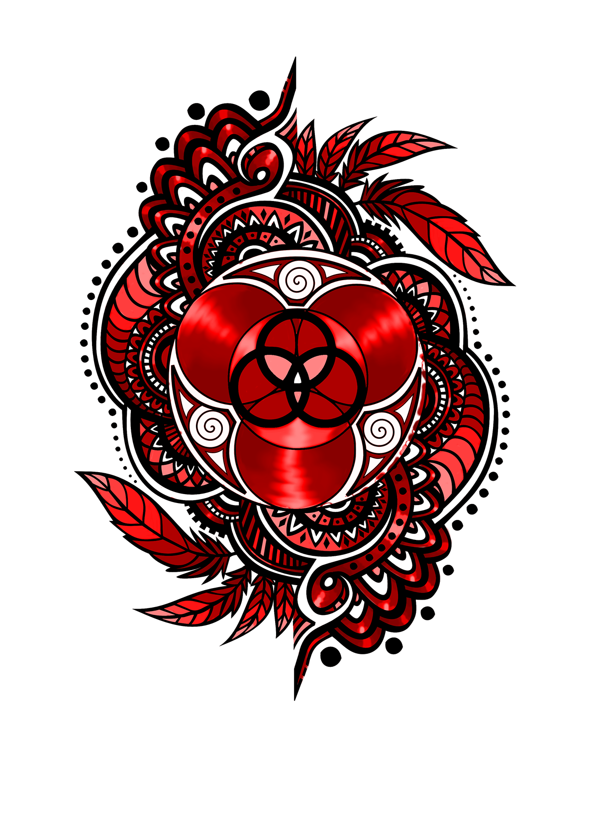 tatto symbol inkscape Led Zeppelin tribal design digital black White color Mandala